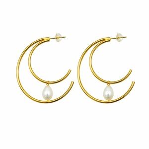 Freshwater Pearl Handmade Gold Hoops